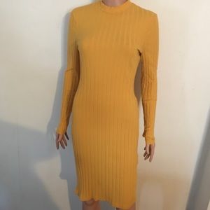 Gold Ribbed Bodycon Dress